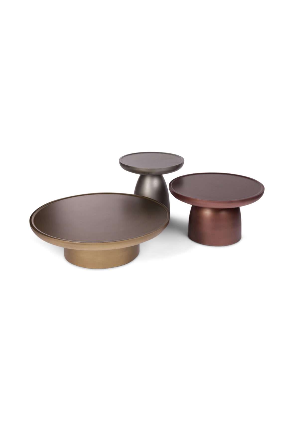Set mesas de Centro Aero Metal Esculpido Bronce Cobre Grafito