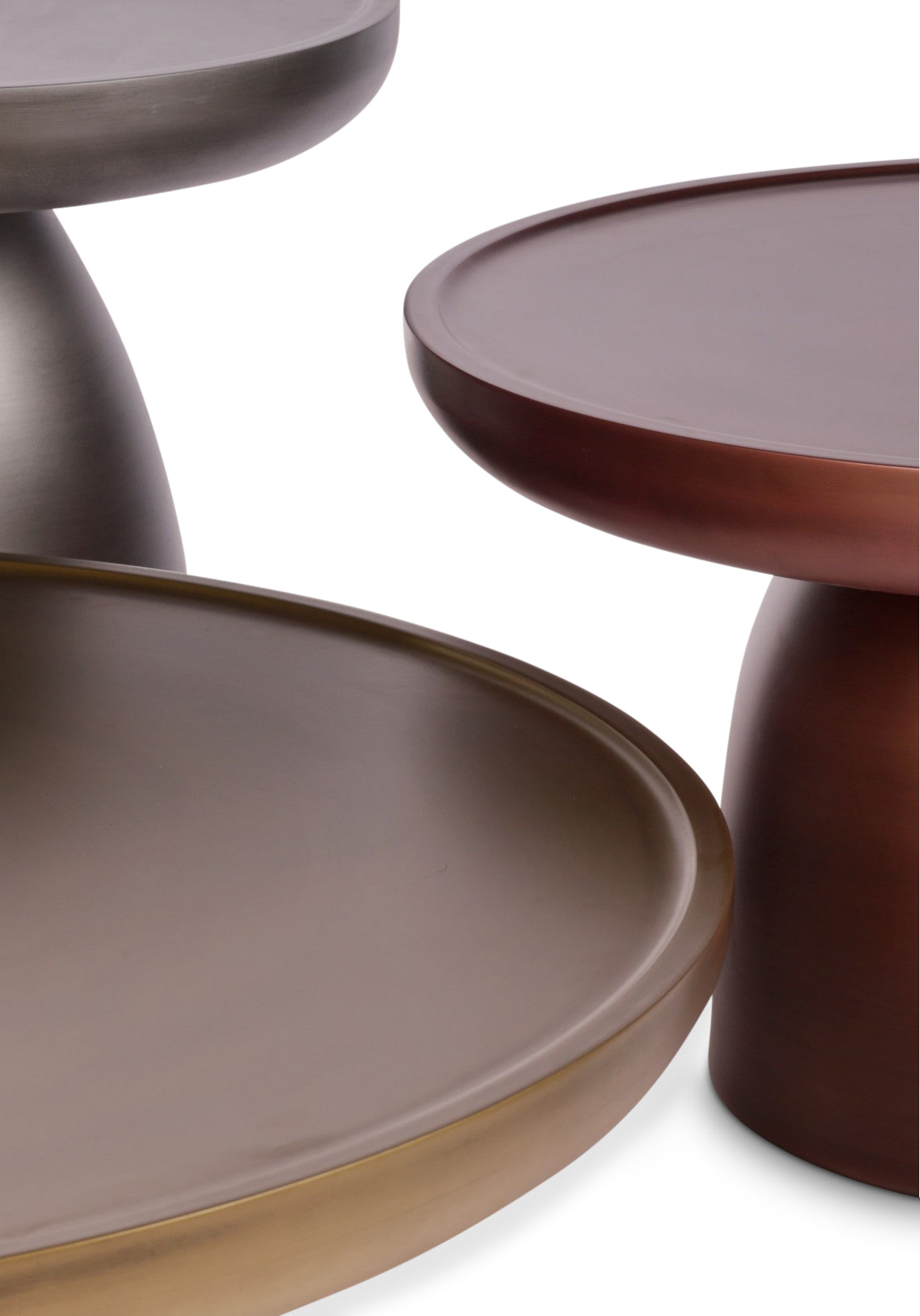 Set mesas de Centro Aero Metal Esculpido Bronce Cobre Grafito