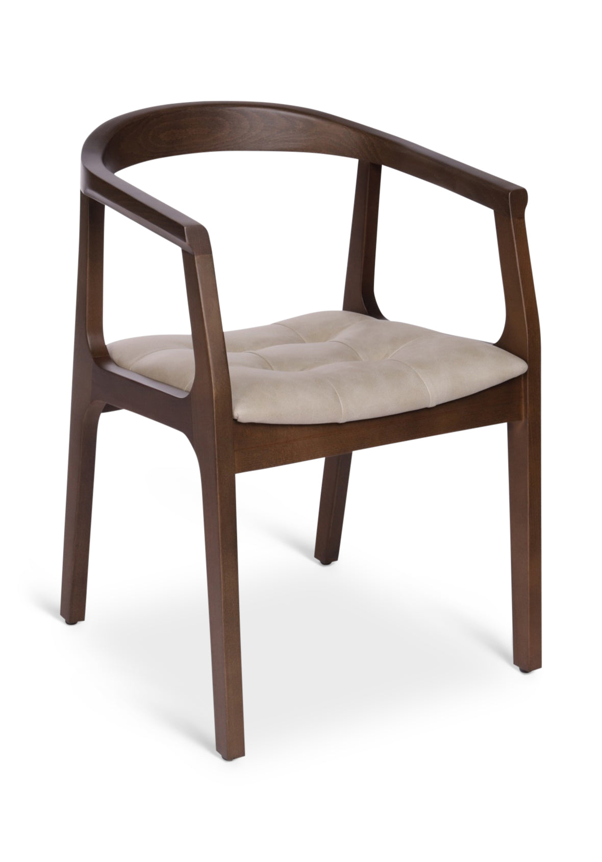 Silla de comedor Finn en Nogal con Brazos y Asiento Arena