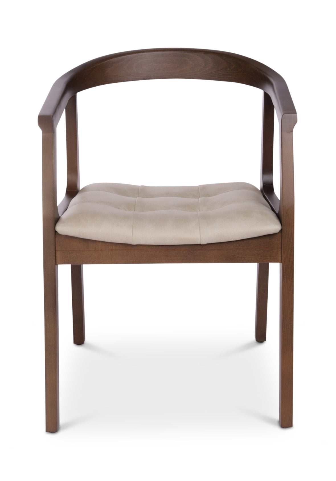 Silla de comedor Finn en Nogal con Brazos y Asiento Arena