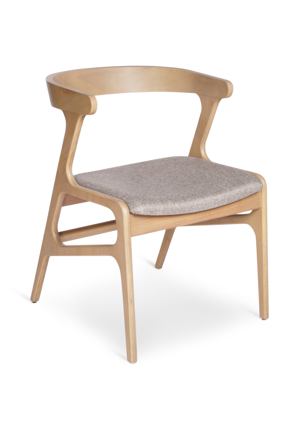 Silla Hako Madera Natural Asiento Tapizado Topo
