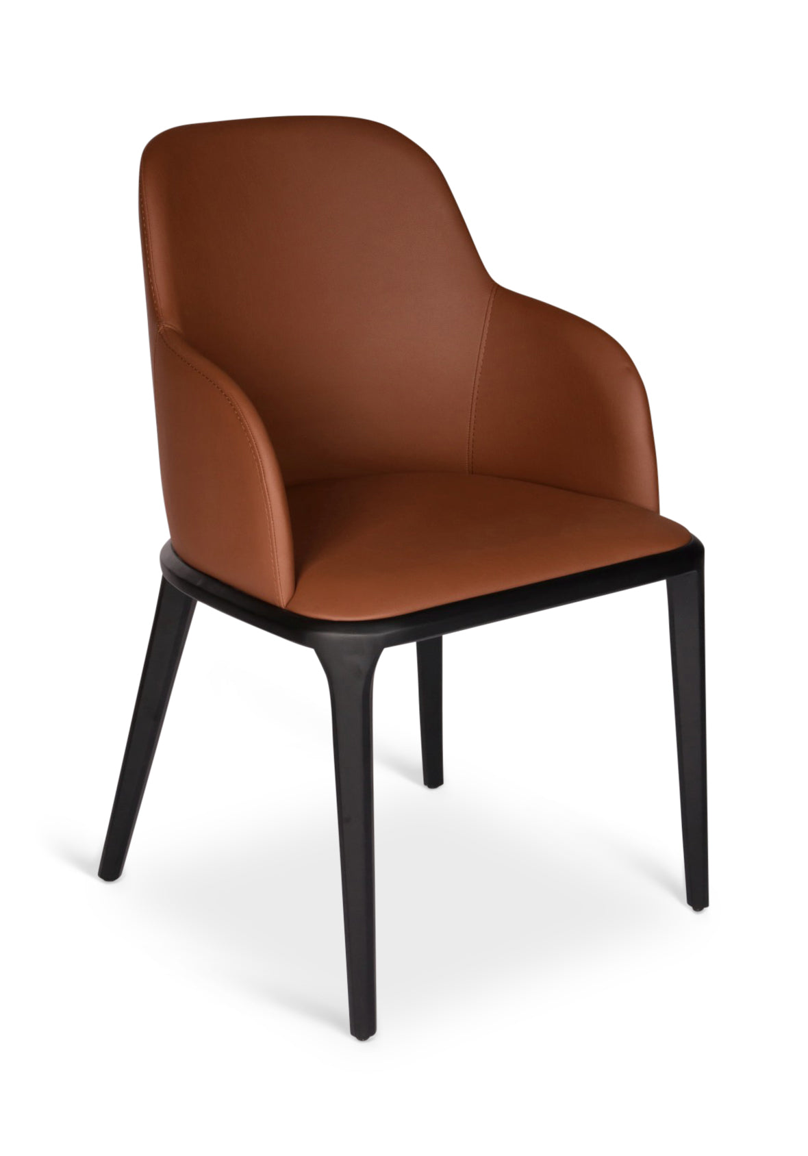 Silla Siena Madera Wengué Tapizado Piel Miel