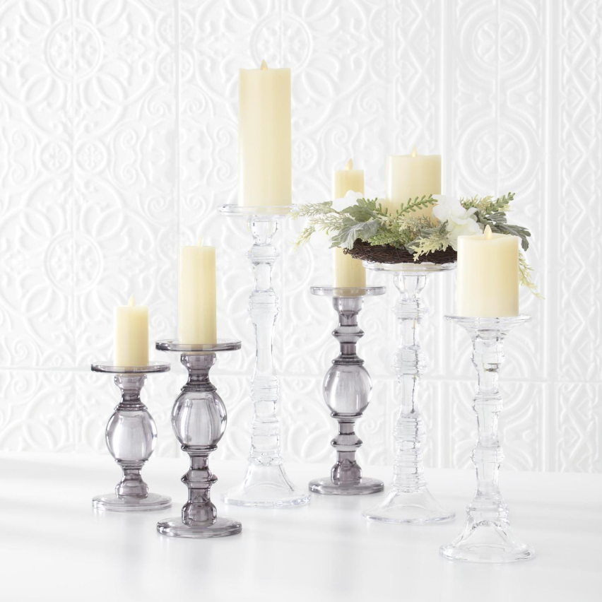 Set de 3 portavelas de vidrio