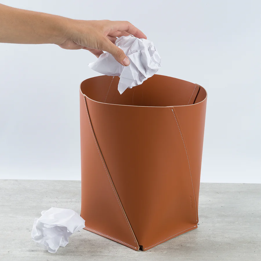 Cesto de Papel Extra Grande en Cuero Reciclado