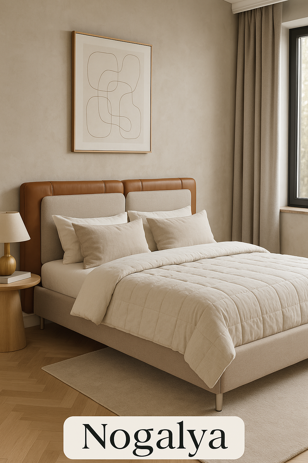 Cama Padua - Cabecera de Piel Vegana y Patas de aluminio