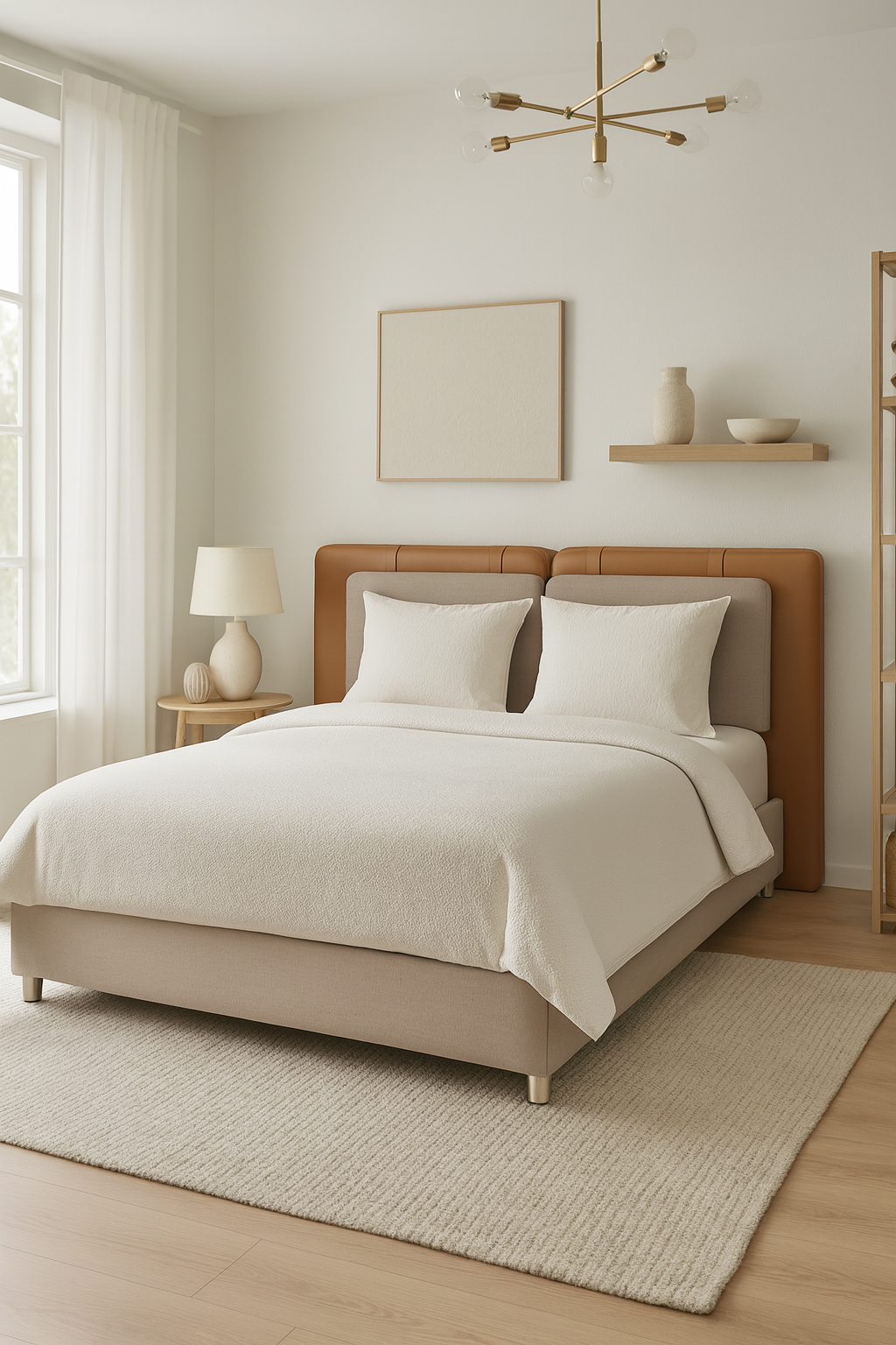 Cama Padua - Cabecera de Piel Vegana y Patas de aluminio