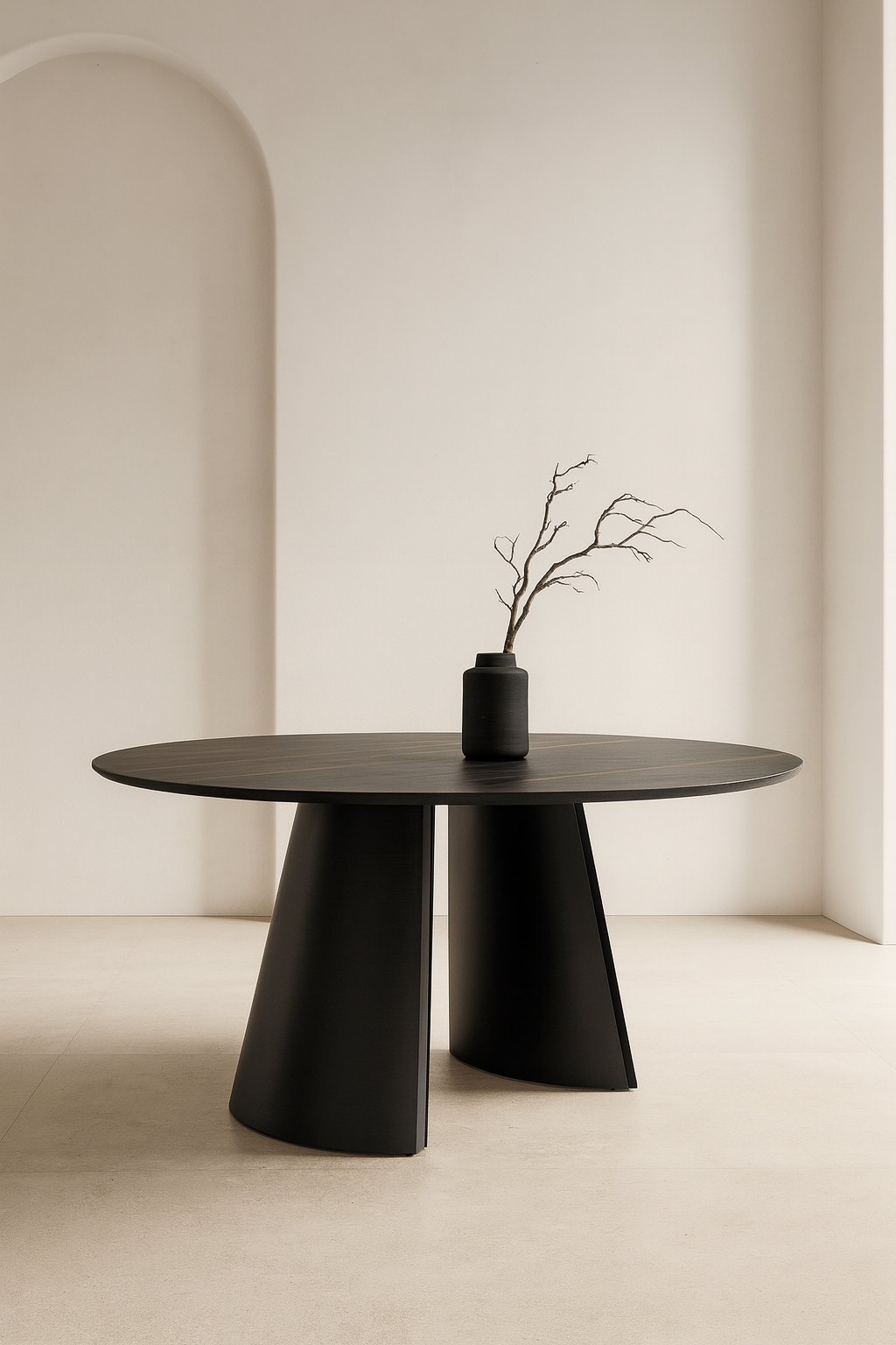 Mesa comedor Milo Base Metálica Negra Cubierta Piedra Sinterizada