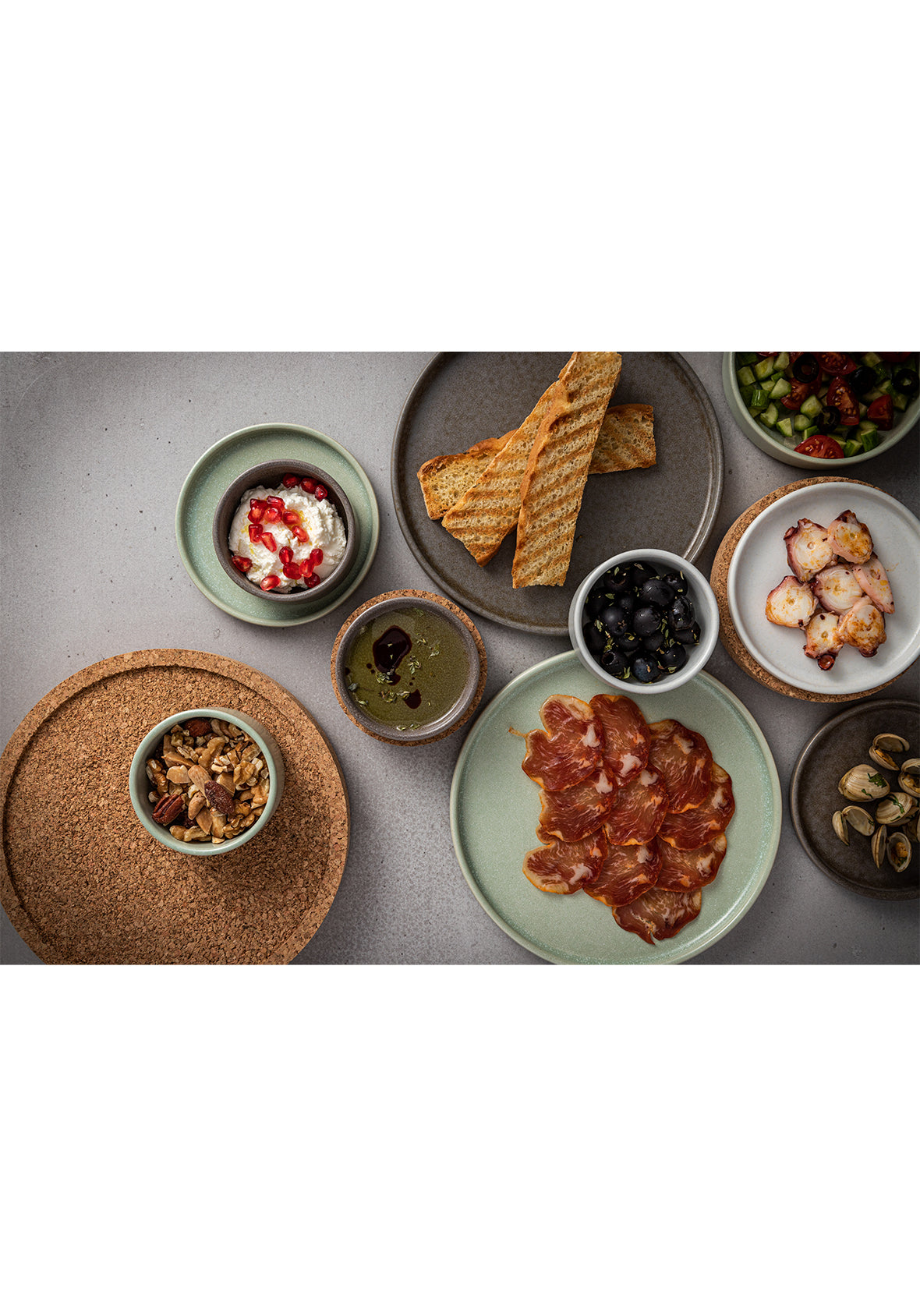 Set de 4 platos de mesa con reborde de 13 cm  - Colección de vajilla LUMA en gres fino hecha en Portugal