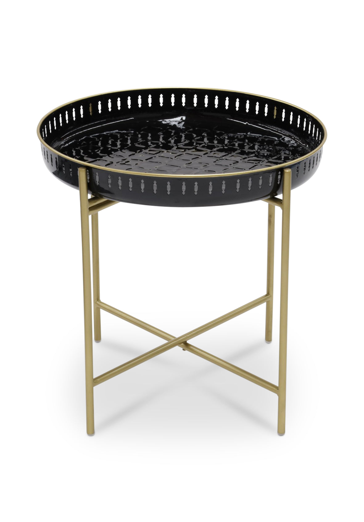 Mesa lateral con cubierta intercambiable base de metal dorada – Colección Marrakesh