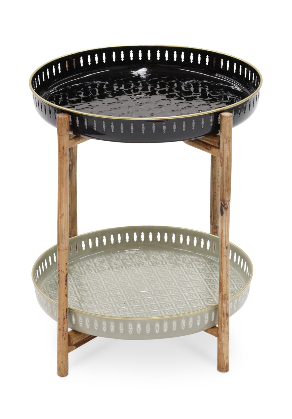 Mesa lateral con cubierta intercambiable DOBLE base de  madera – Colección Marrakesh