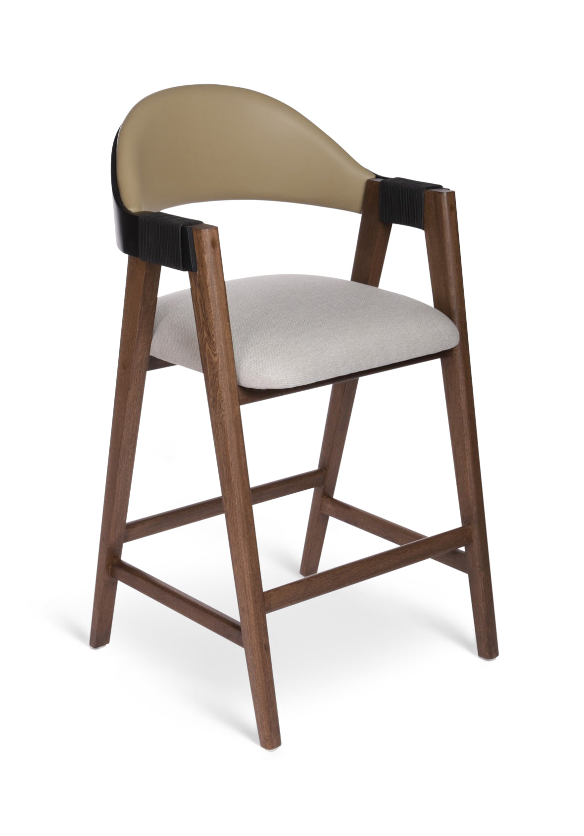 Silla Alta San Francisco | Banco Moderno con Respaldo Curvo y Estructura de Madera