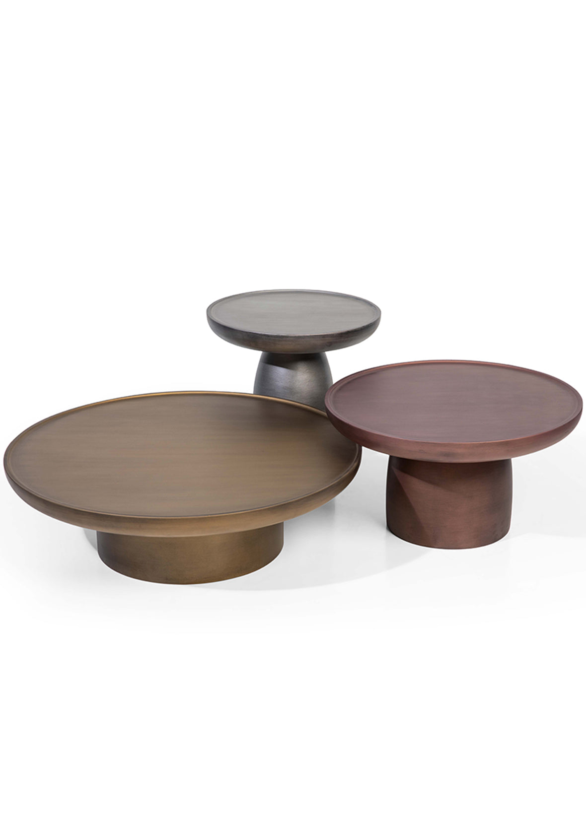 Set mesas de Centro Aero Metal Esculpido Bronce Cobre Grafito