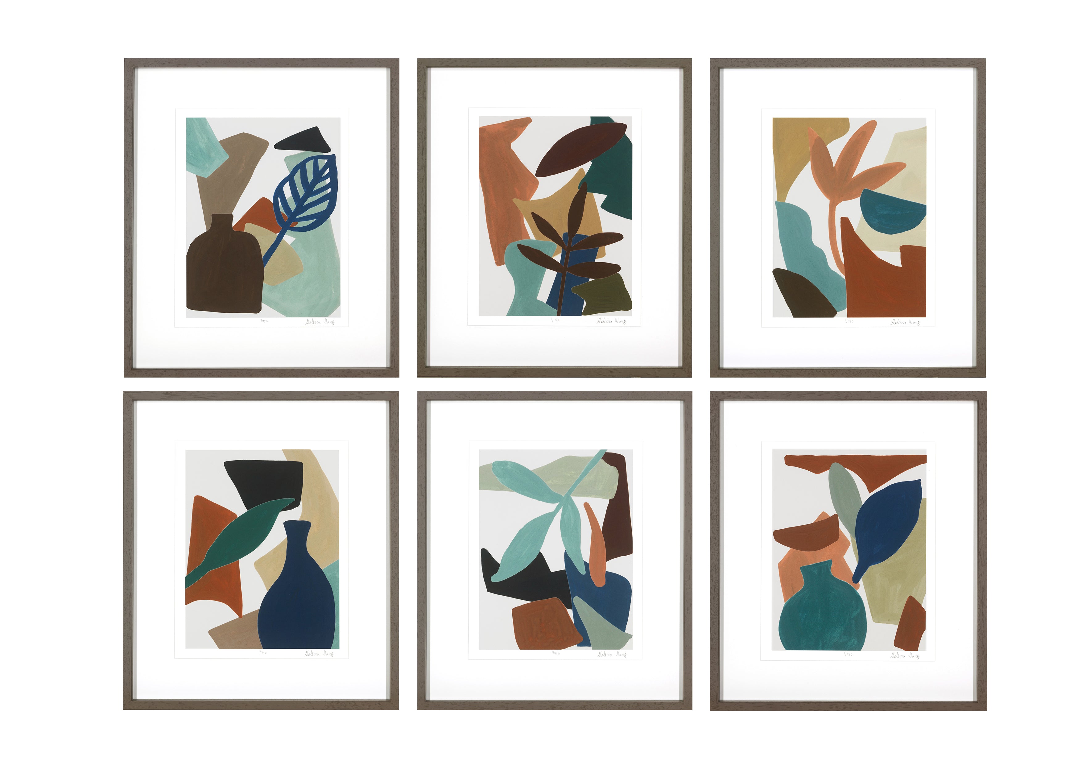 Set de 6 cuadros Collage Abstractos con marco de madera