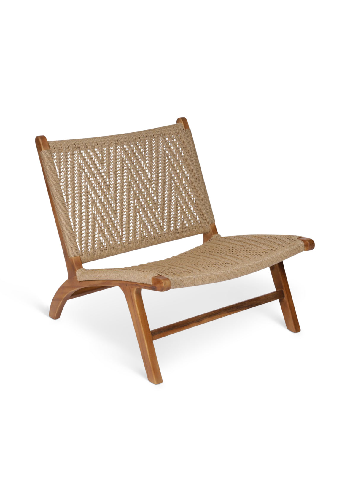 Sillón Exterior Bajo Teca y Mimbre Sintético