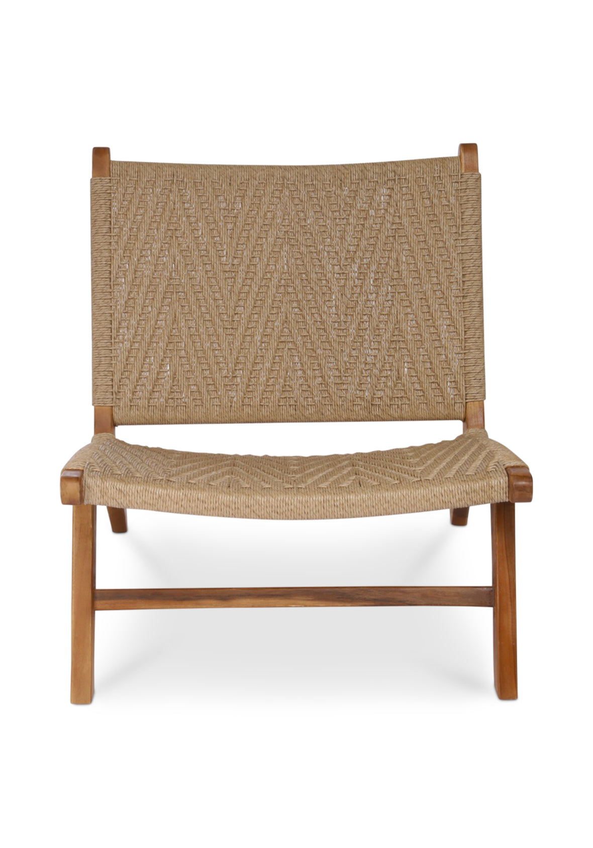 Sillón Exterior Bajo Teca y Mimbre Sintético