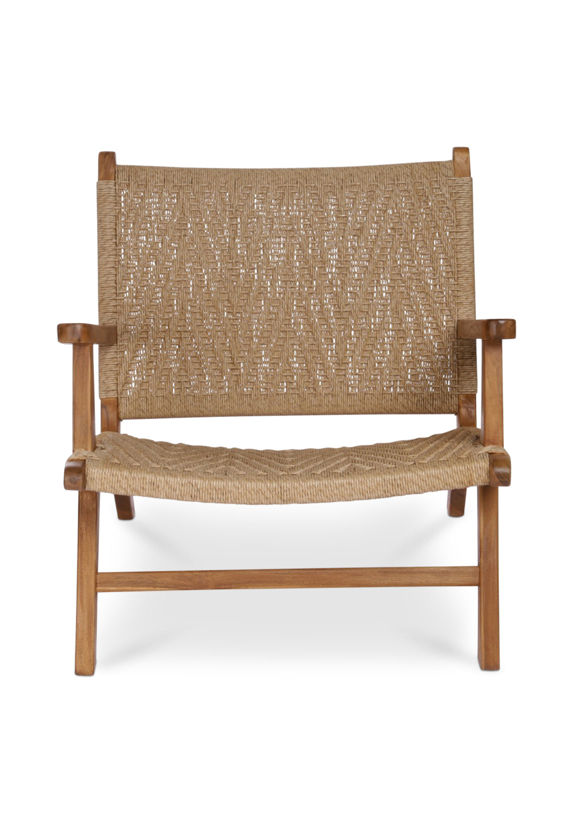 Sillón Bajo Exterior Teca y Mimbre con Descansabrazos
