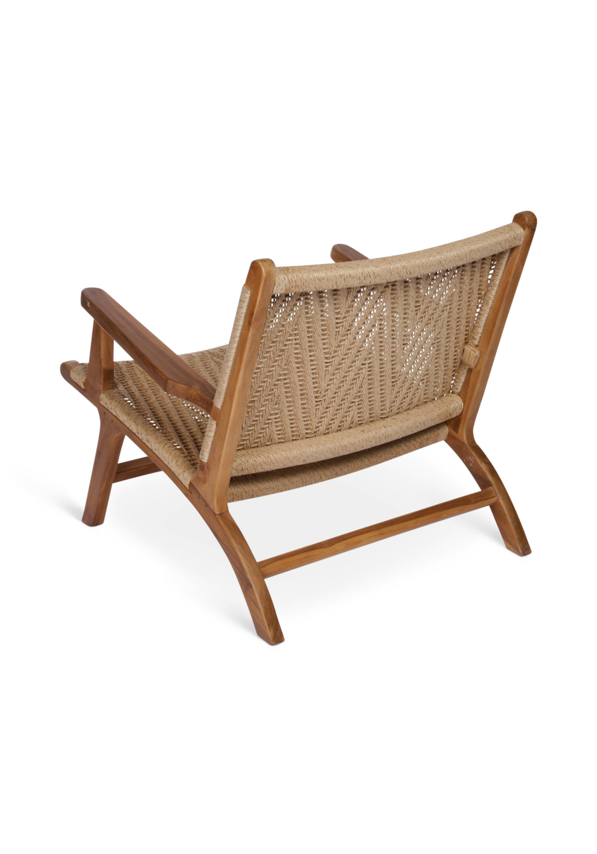 Sillón Bajo Exterior Teca y Mimbre con Descansabrazos