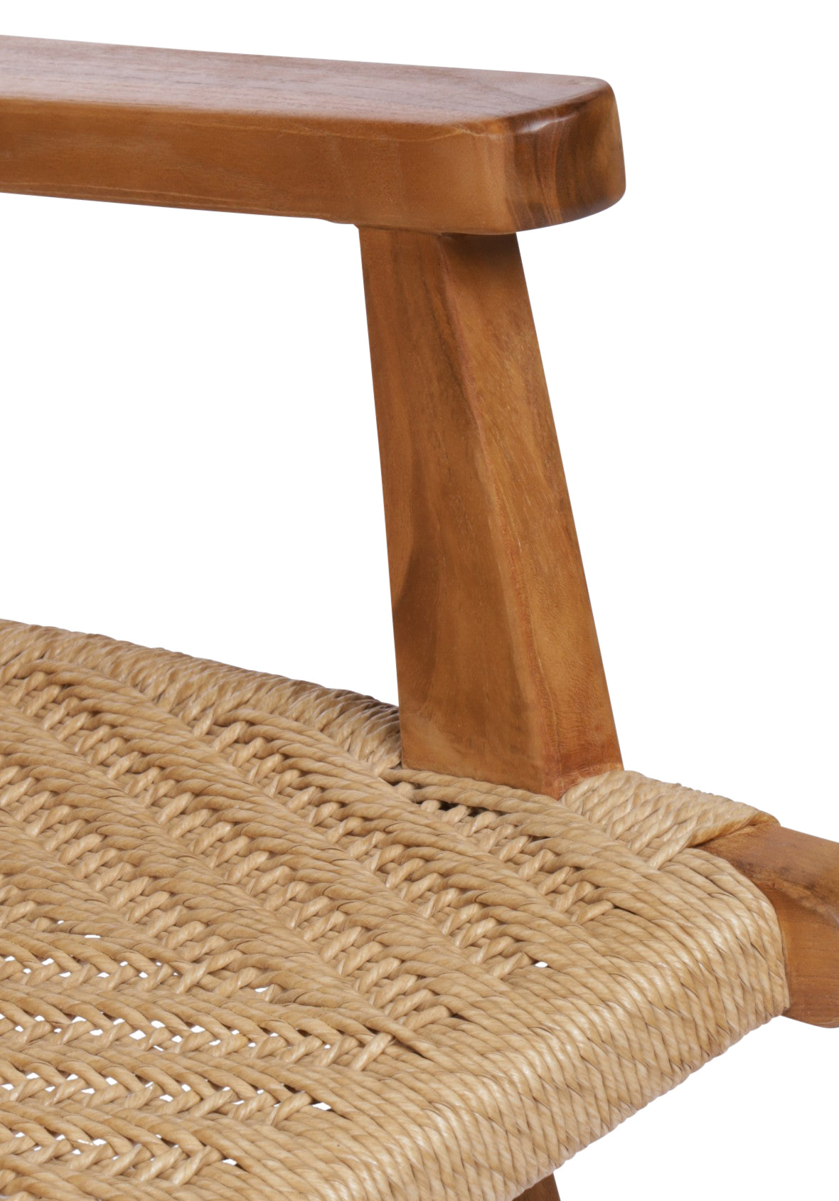 Sillón Bajo Exterior Teca y Mimbre con Descansabrazos