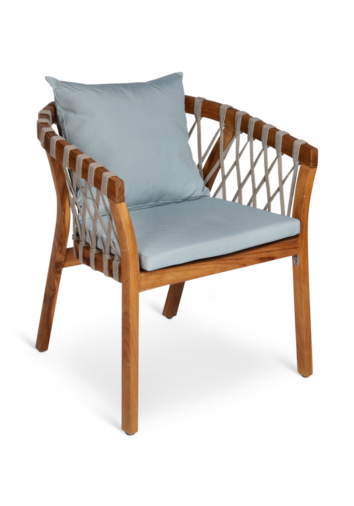 Silla Exterior Eos Teca Natural Respaldo Trenzado con Cojines