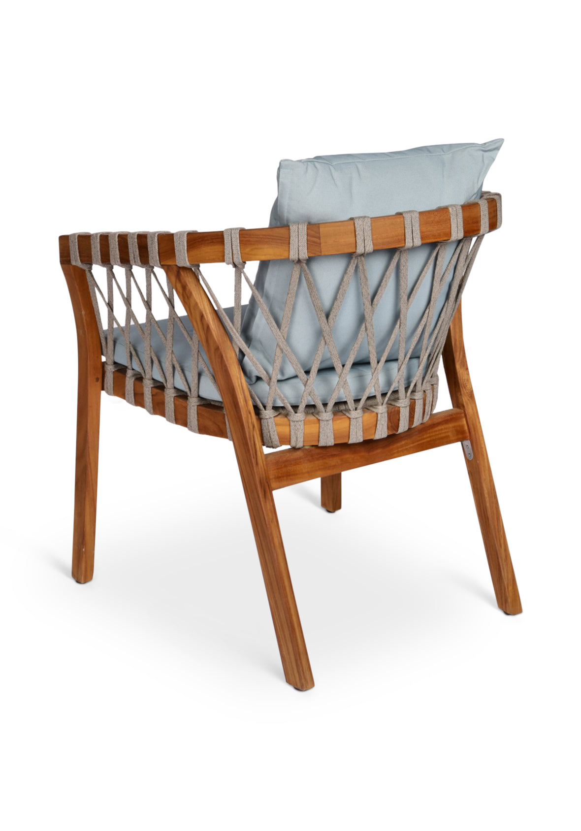 Silla Exterior Eos Teca Natural Respaldo Trenzado con Cojines
