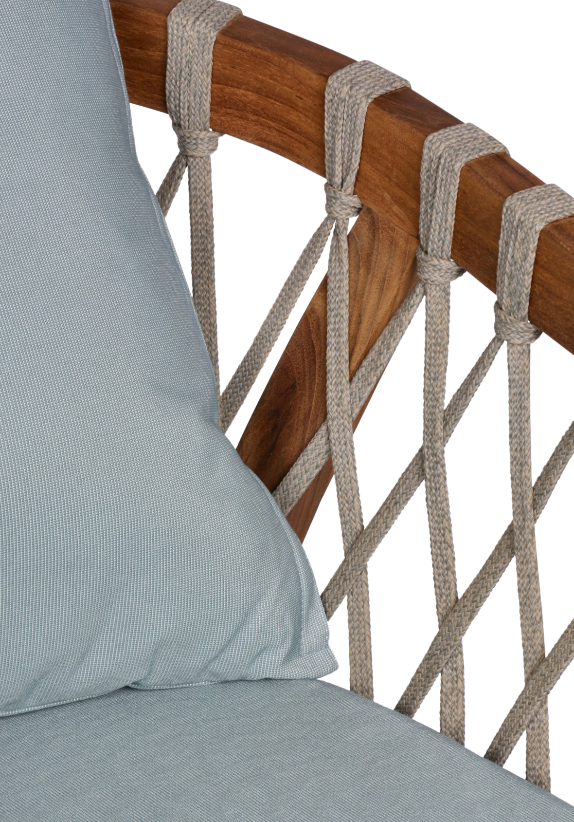 Silla Exterior Eos Teca Natural Respaldo Trenzado con Cojines