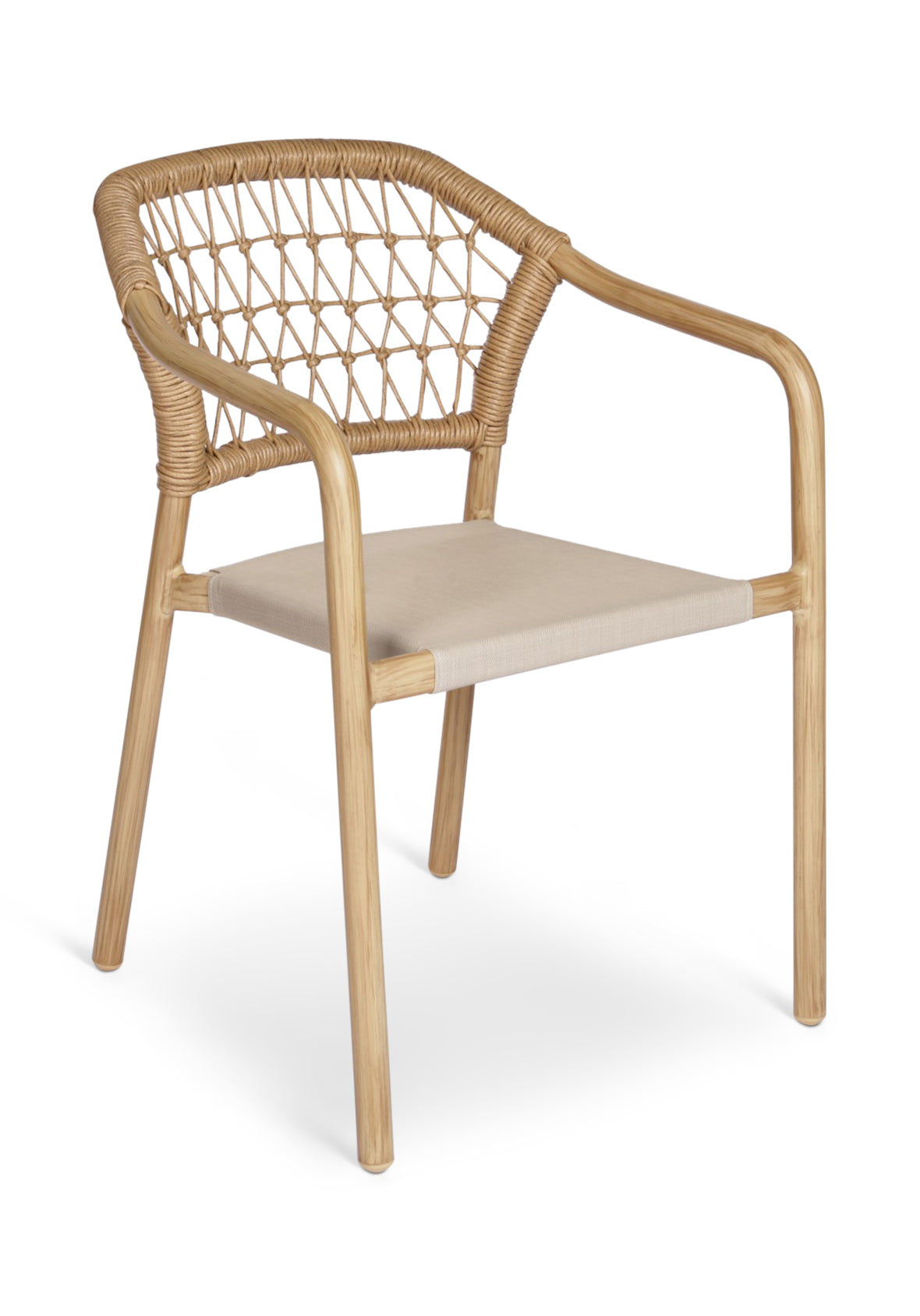 Silla Exterior Myra Aluminio Respaldo Tejido Efecto Madera