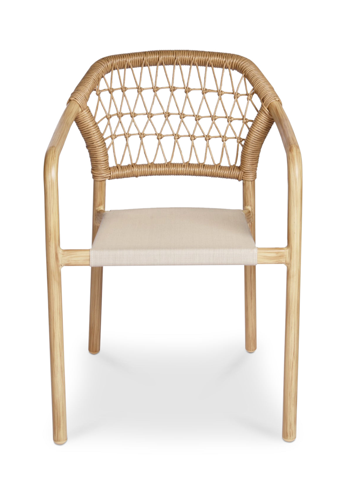 Silla Exterior Myra Aluminio Respaldo Tejido Efecto Madera