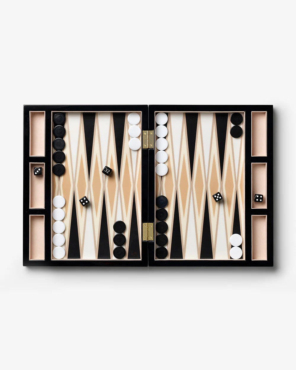 LACQUERED BACKGAMMON, BLACK