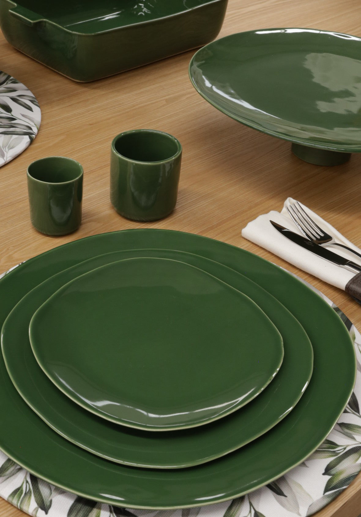 Set de 4 Platos ensalada de cerámica orgánica 22 cm – Colección ORGÁNICA – Hecho en Portugal