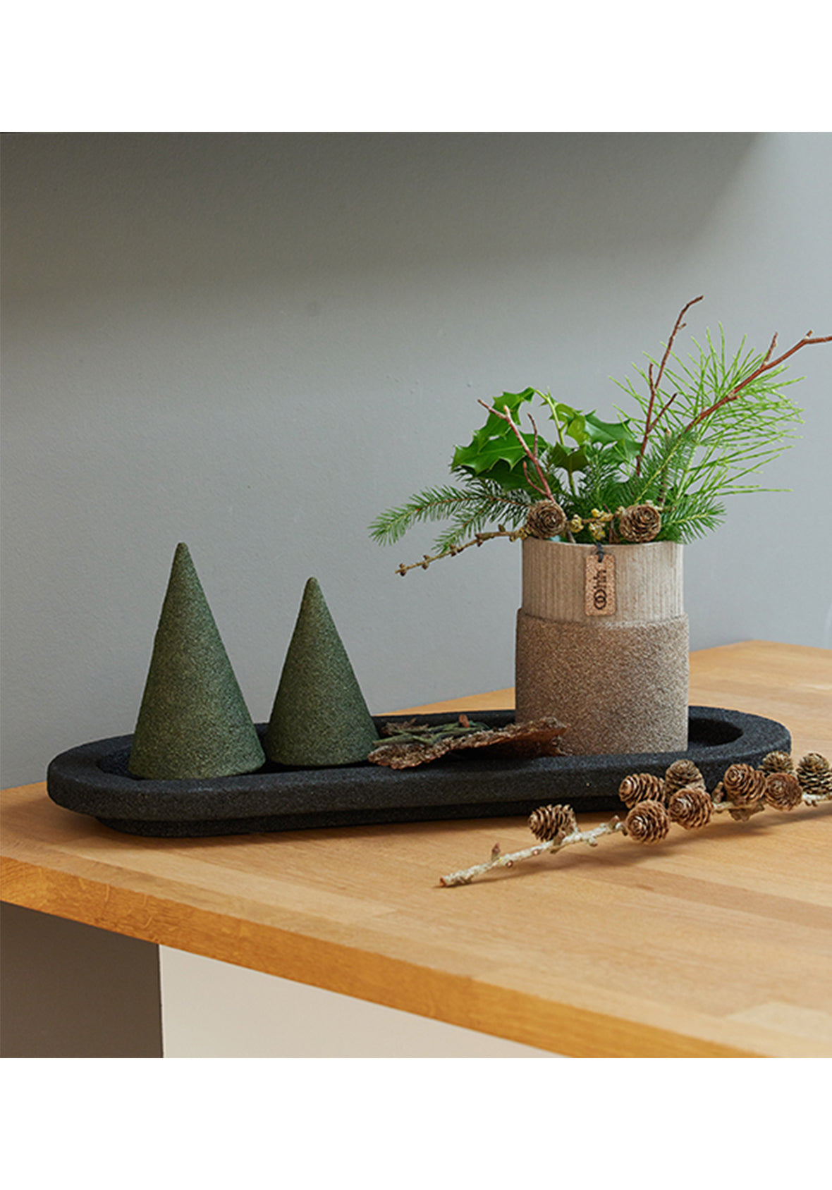Bandeja Artesanal Sostenible de Papel Reciclado -Wood'z Oval Tray Ash