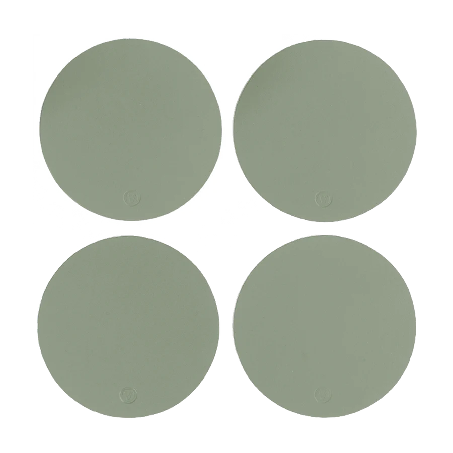 Set de 4 portavasos circulares Ruca de cuero reciclado