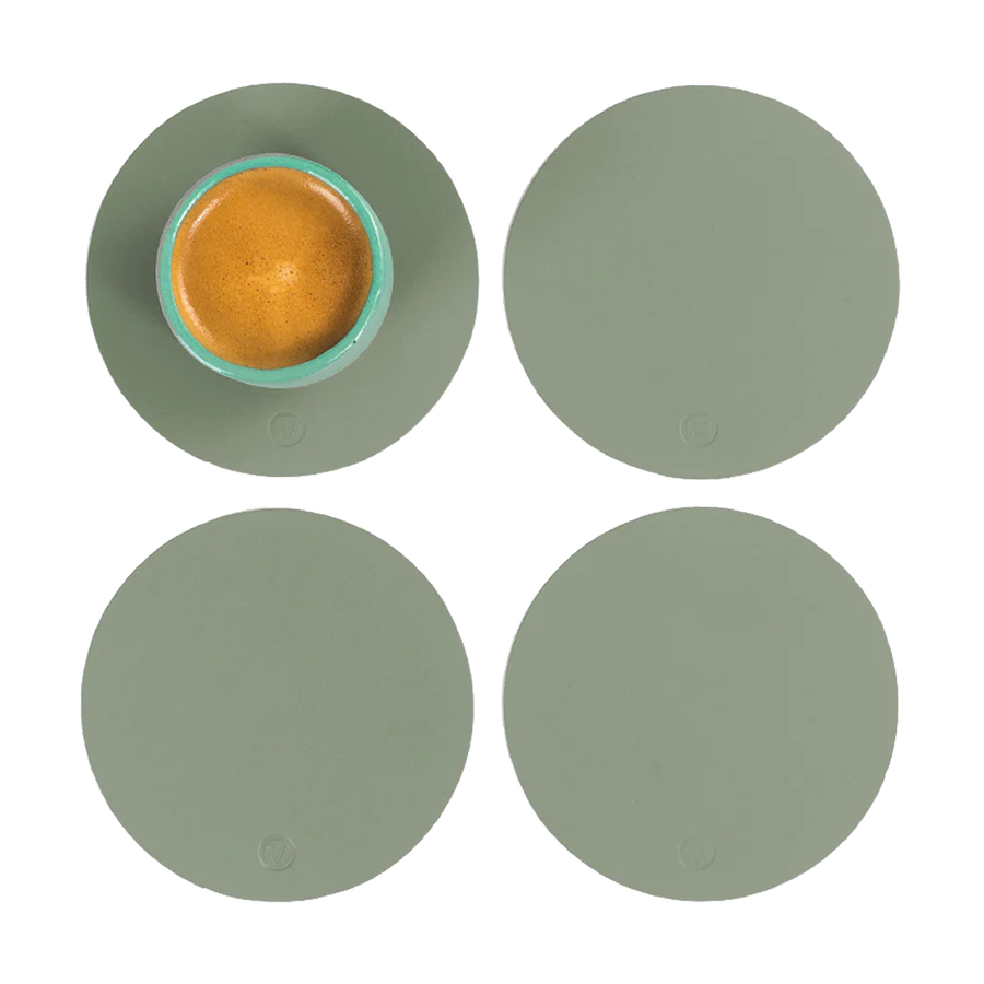 Set de 4 portavasos circulares Ruca de cuero reciclado