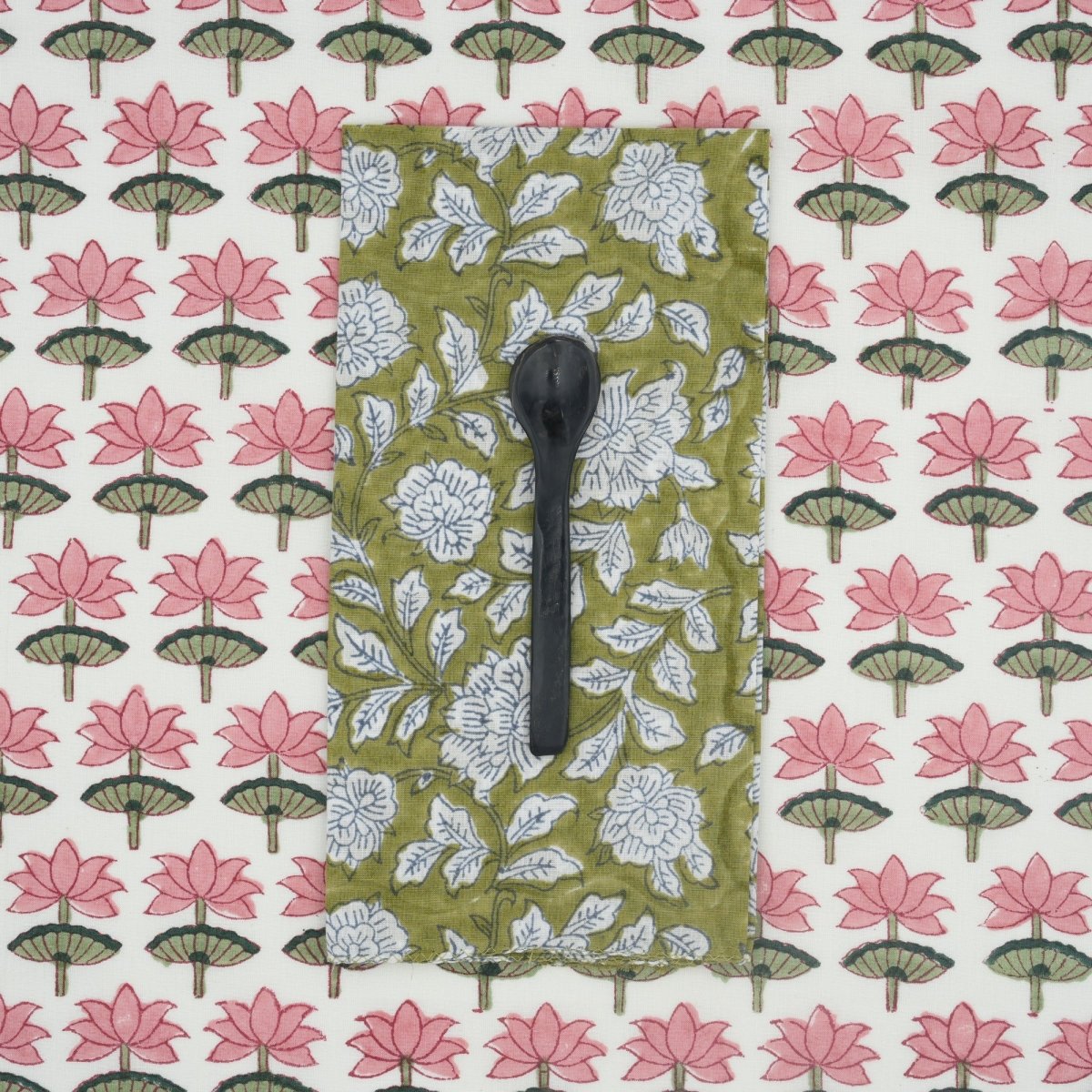 Servilletas Sevilla Verde (Set de 4) – Algodón Reciclado Artesanal